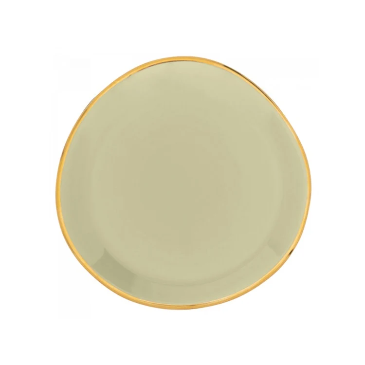 Good Morning bord / plate lichtgroen gouden rand 17 cm Urban Nature Culture