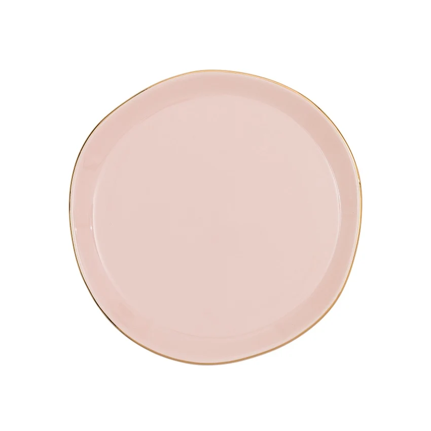 Good Morning bord / plate oud roze gouden rand 17 cm Urban Nature Culture