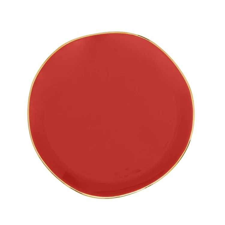 Good Morning bord / plate raspberry gouden rand 17 cm Urban Nature Culture