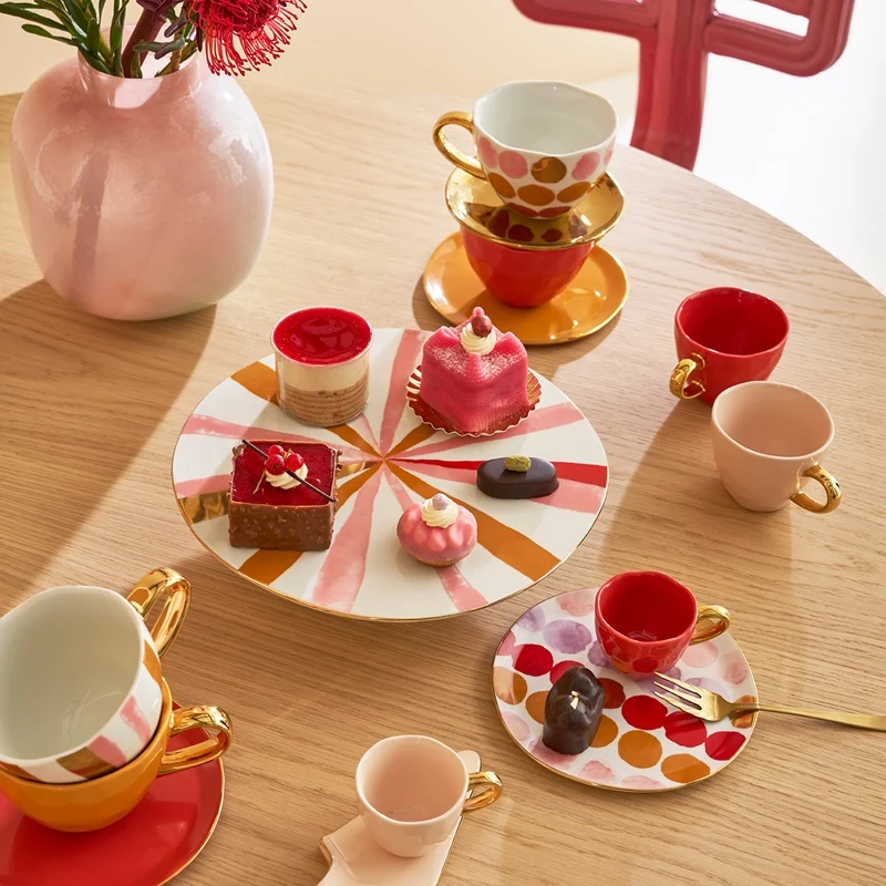 Good Morning bord / plate raspberry gouden rand 17 cm Urban Nature Culture