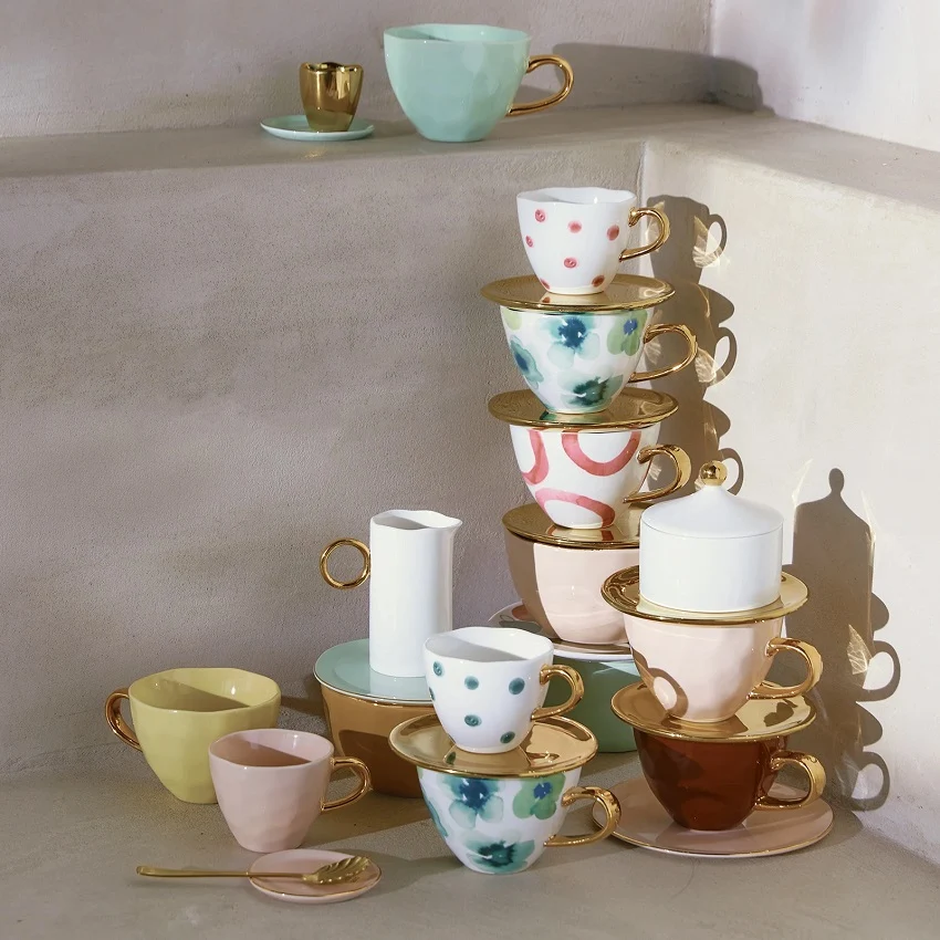 Good Morning cappuccino / thee kop celadon gouden oor Urban Nature Culture