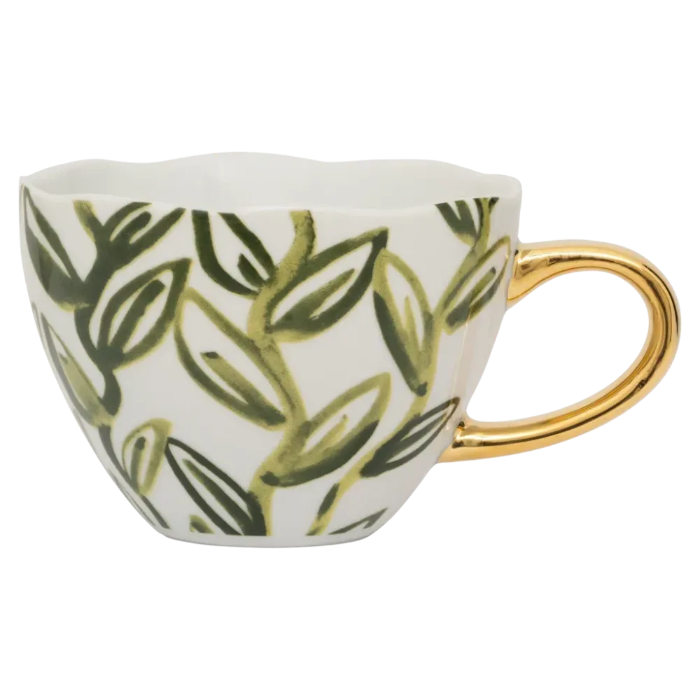 Urban Nature Culture Good Morning kopje Cappuccino/Tea Leaves - Evergreen Sprig - 11x8cm