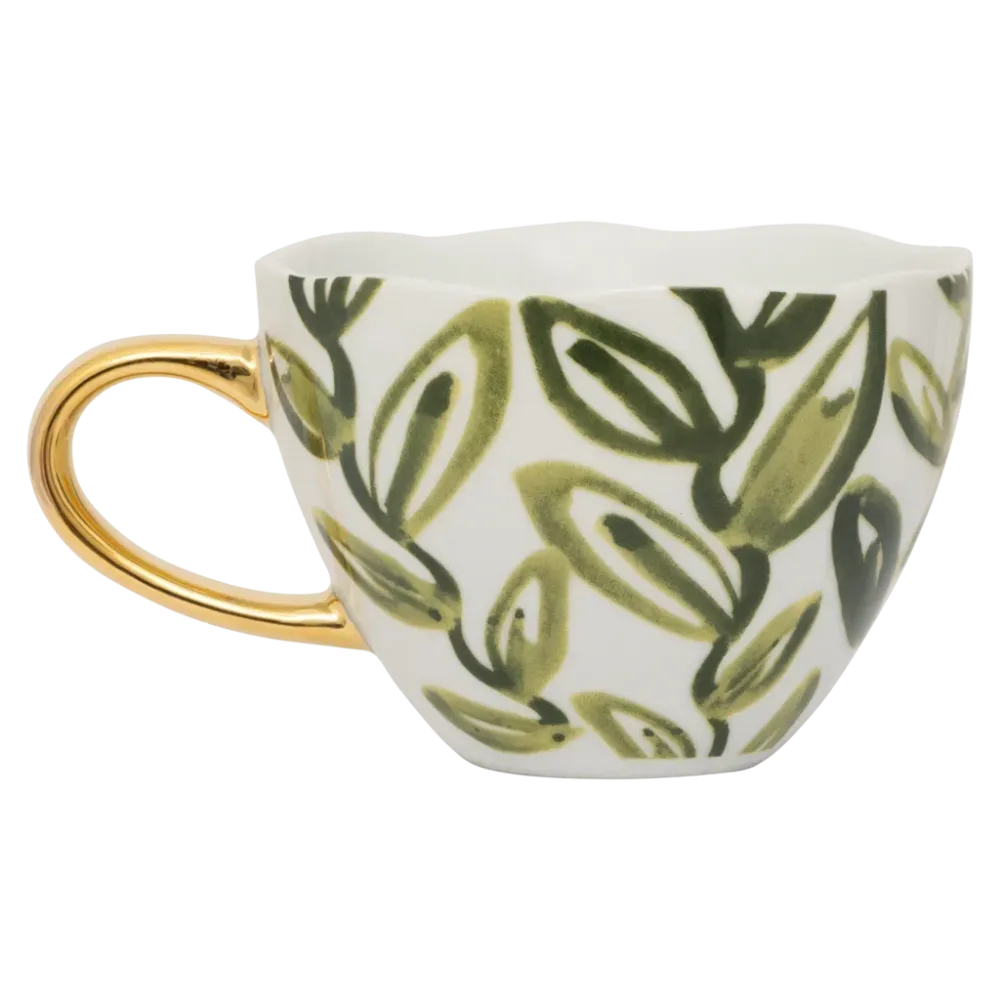 Urban Nature Culture Good Morning kopje Cappuccino/Tea Leaves - Evergreen Sprig - 11x8cm