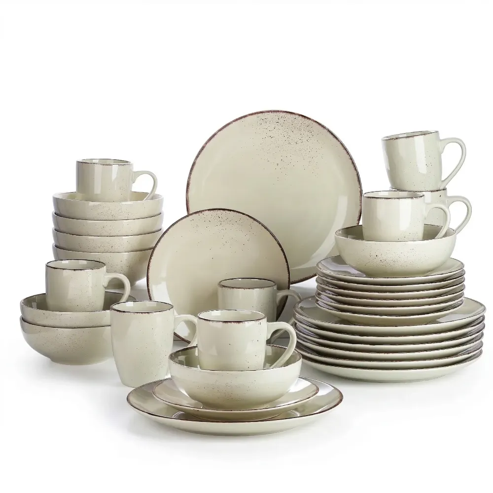 Vaatwerkset Beige Keramiek 48-delig - Diner- en Dessertborden, Kommen, Mok