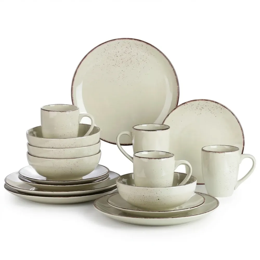 Vaatwerkset Beige Keramiek 48-delig - Diner- en Dessertborden, Kommen, Mok