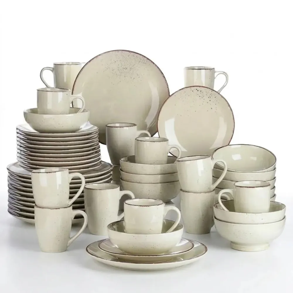 Vaatwerkset Beige Keramiek 48-delig - Diner- en Dessertborden, Kommen, Mok