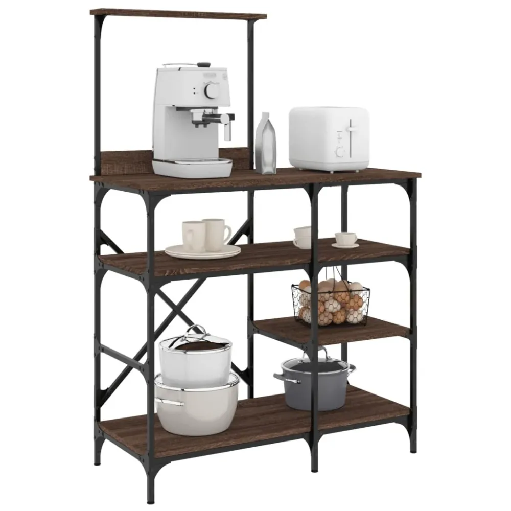 Bakkersrek 90x40x132 cm bewerkt hout en metaal bruin eikenkleur vidaXL