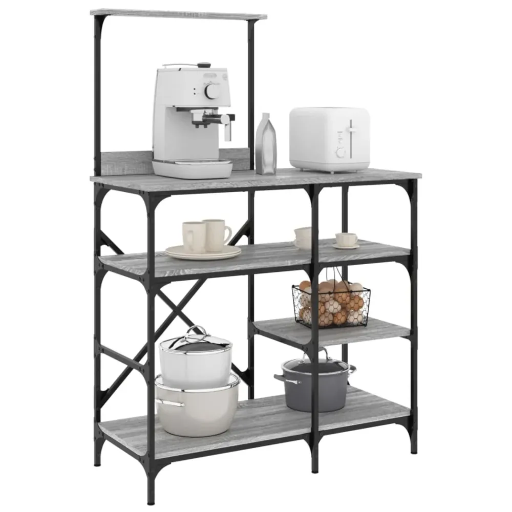 Bakkersrek 90x40x132 cm bewerkt hout en metaal grijs sonoma vidaXL