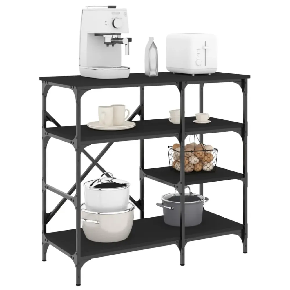 Bakkersrek 90x40x84 cm bewerkt hout en metaal zwart vidaXL