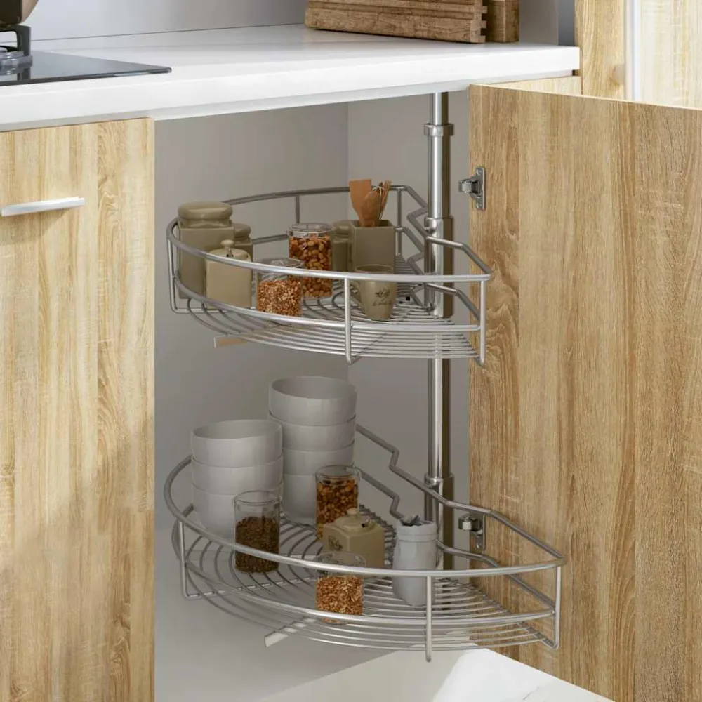 Draadmand keuken 2-laags 180 graden 75x38x80 cm zilverkleurig vidaXL