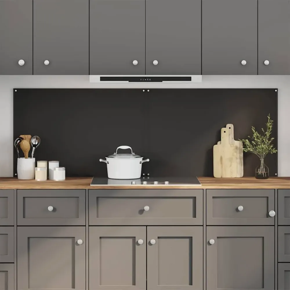 Keukenachterwand 2 pcs Zwart 90 x 60 cm gehard glas vidaXL
