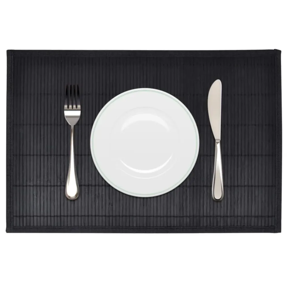 6 Placemats bamboe 30 x 45 cm zwart vidaXL