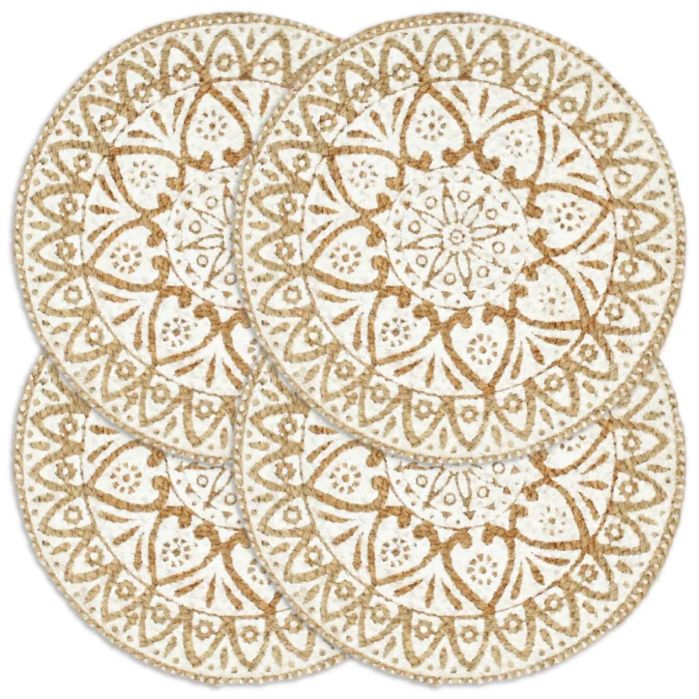 Placemats 4 st rond 38 cm jute wit vidaXL