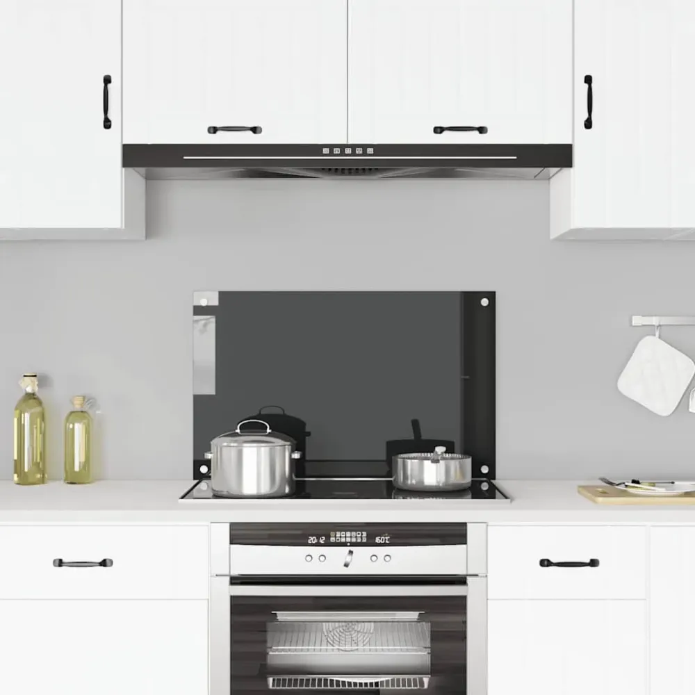 Spatscherm keuken 80x50 cm gehard glas zwart vidaXL