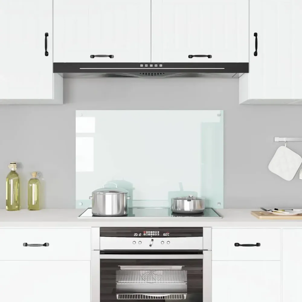 Spatscherm keuken 90x60 cm gehard glas melkwit vidaXL
