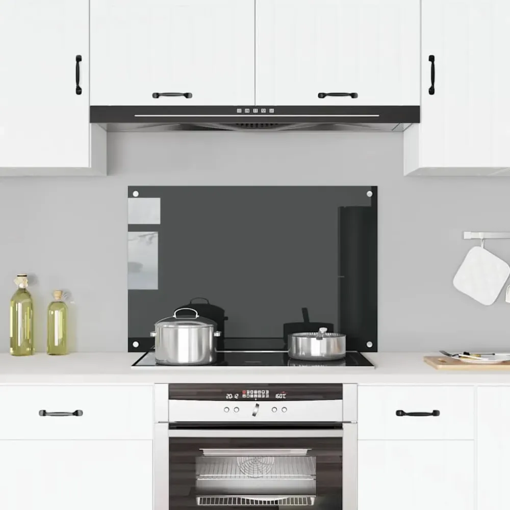 Spatscherm keuken 90x60 cm gehard glas zwart vidaXL