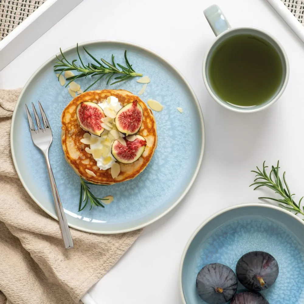 Villeroy & Boch Serviesset Crafted - Blueberry Turquoise - 6-delig / 2 personen - 2 ontbijtborden, 2 kommen & 2 mokken
