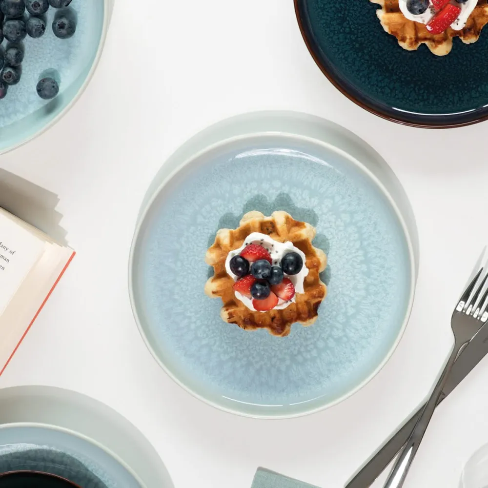 Villeroy & Boch Serviesset Crafted - Blueberry Turquoise - 6-delig / 2 personen - 2 ontbijtborden, 2 kommen & 2 mokken