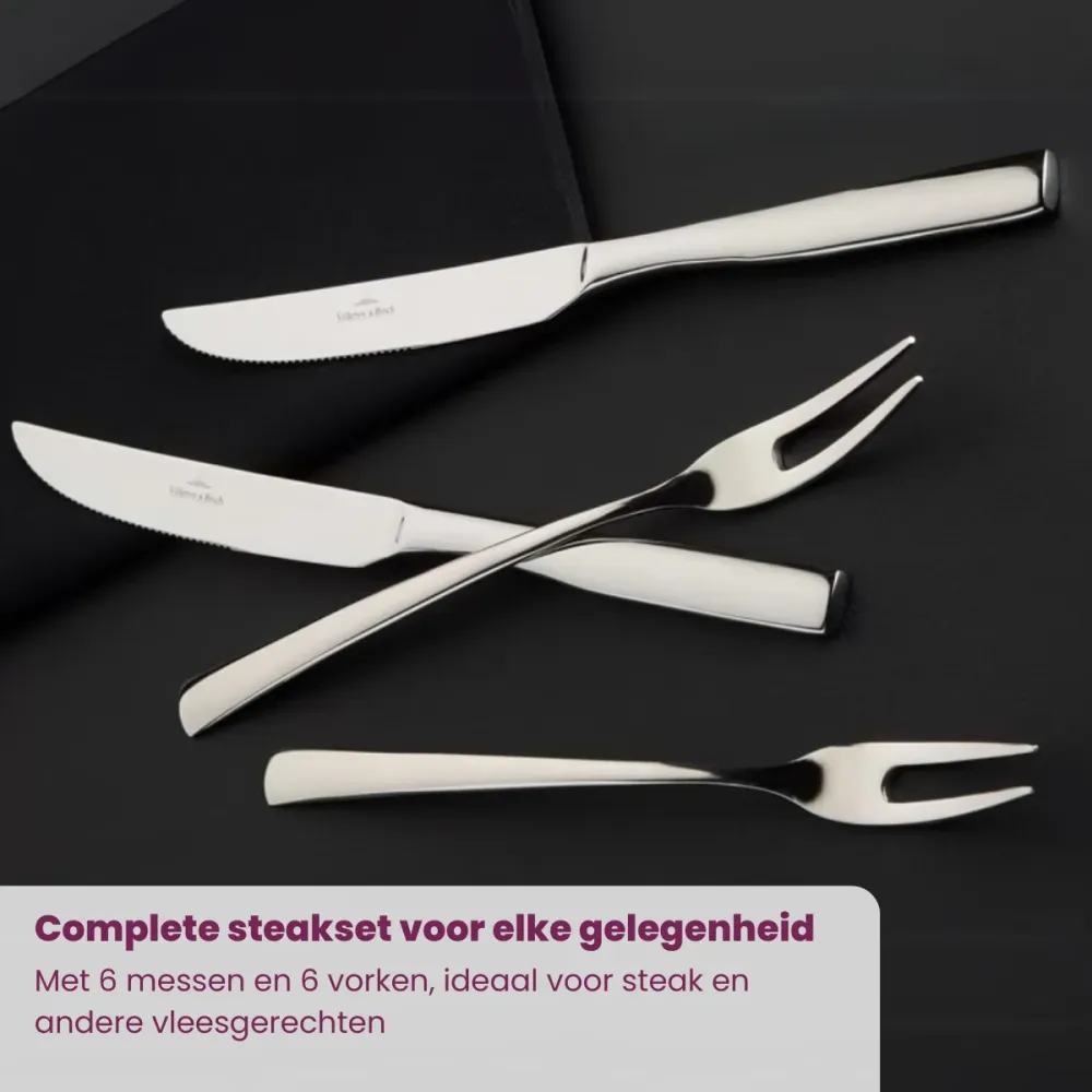 Villeroy & Boch Steakset Piemont - 18/10 RVS - 12-delig