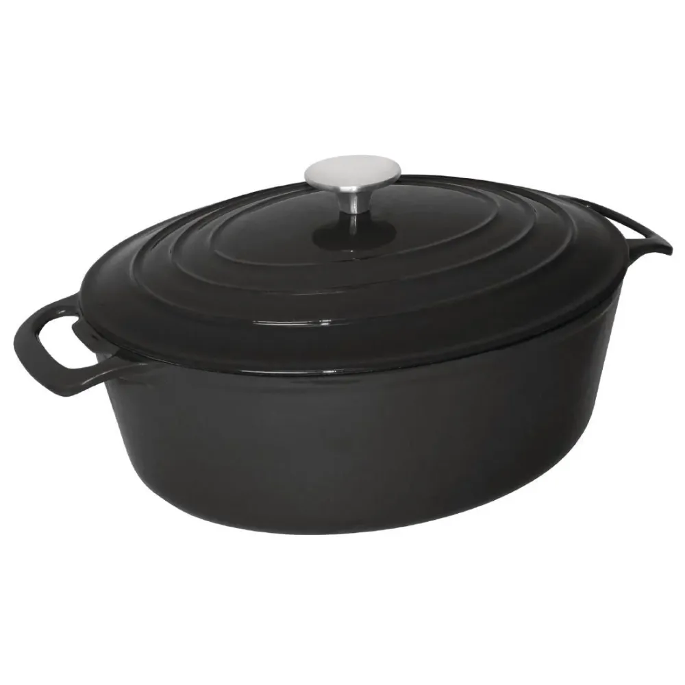 Vogue ovale inductie braadpan zwart 6L - VOGUE