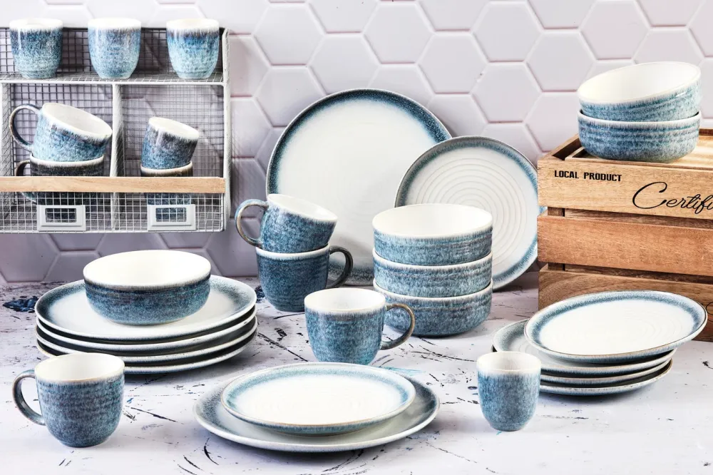 Volledige servies COSMOS - 30 stuks - Azur
