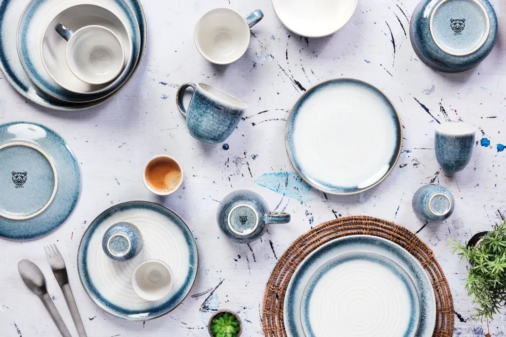 Volledige servies COSMOS - 30 stuks - Azur