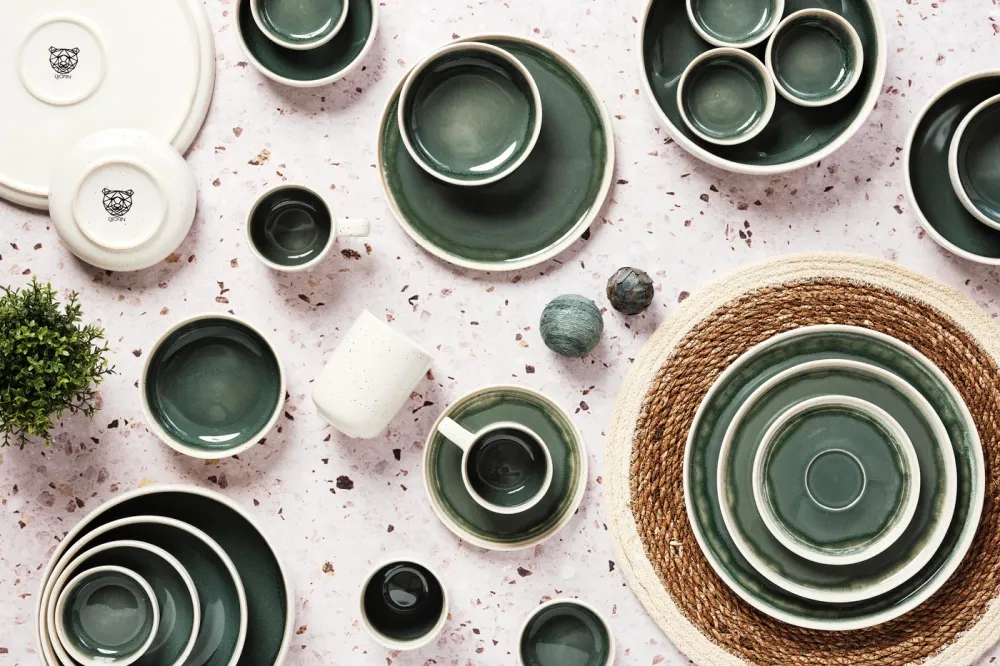 Volledige servies OXYGEN - 42 stuks - Grijs kleur