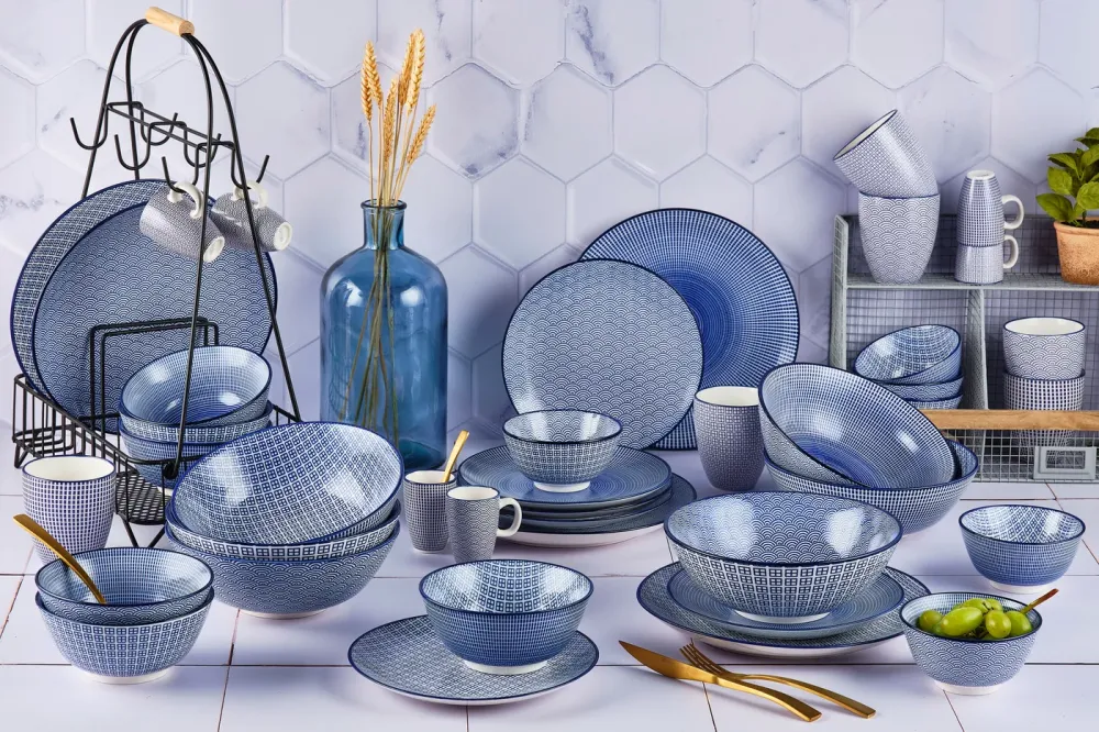 Volledige servies - 42 stuks - Donker blauw