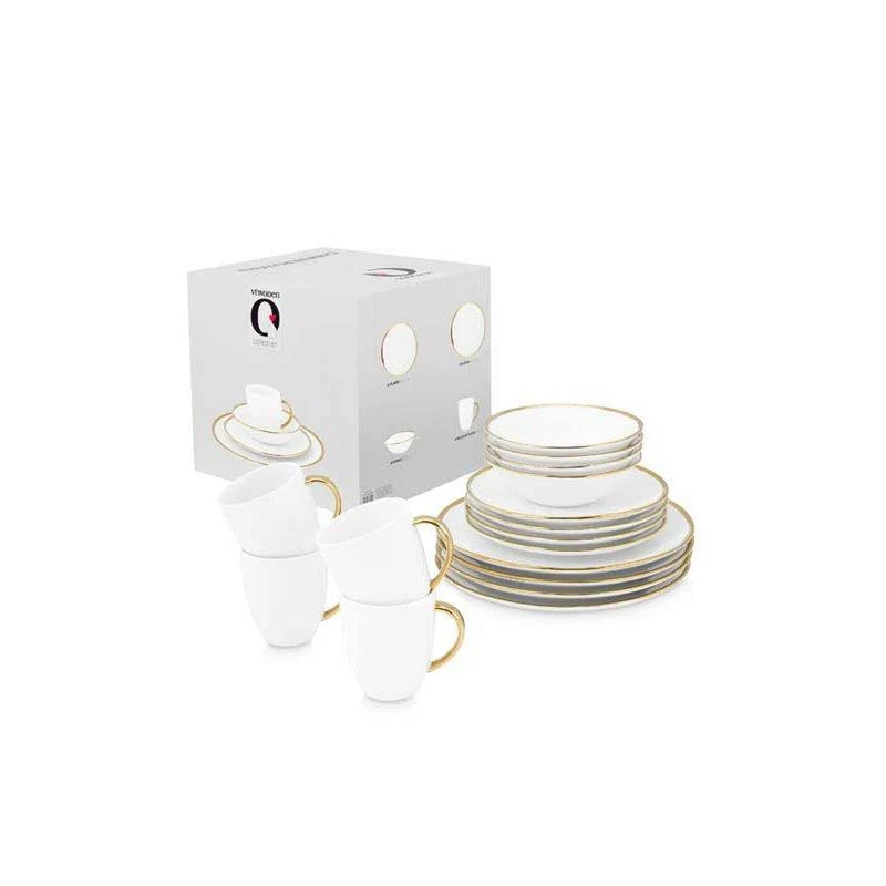 Set/16 Dinnerware Raw White Gold vtwonen