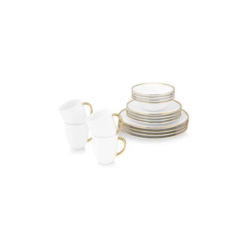 Set/16 Dinnerware Raw White Gold vtwonen