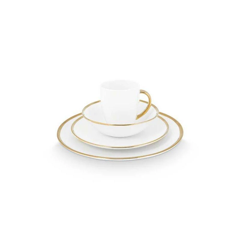 Set/16 Dinnerware Raw White Gold vtwonen