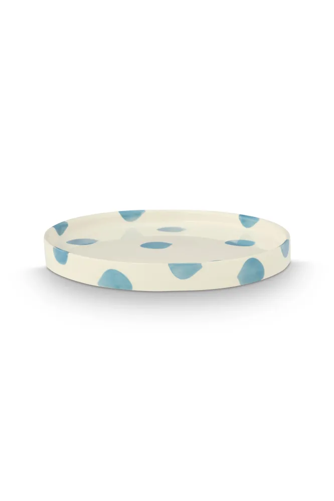 vtwonen - Lunchbord - Stippen - Blauw - Set van 2 - Keramiek - 20cm
