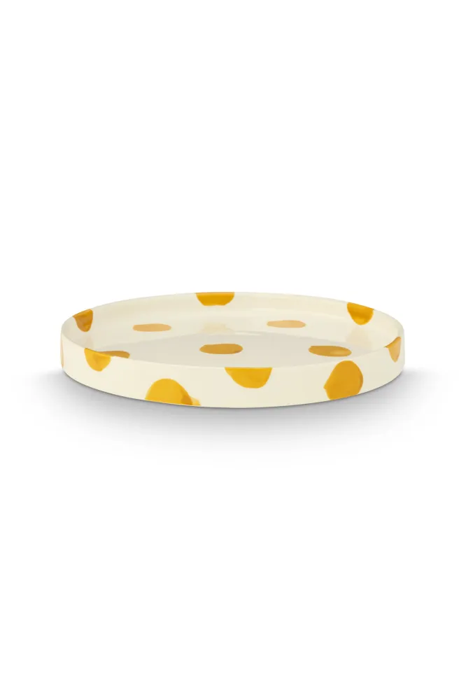 vtwonen - Lunchbord - Stippen - Geel - Set van 2 - Keramiek - 20cm