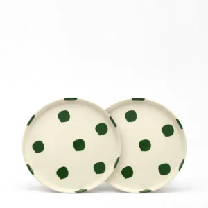 vtwonen - Lunchbord - Stippen - Groen - Set van 2 - Keramiek - 20cm