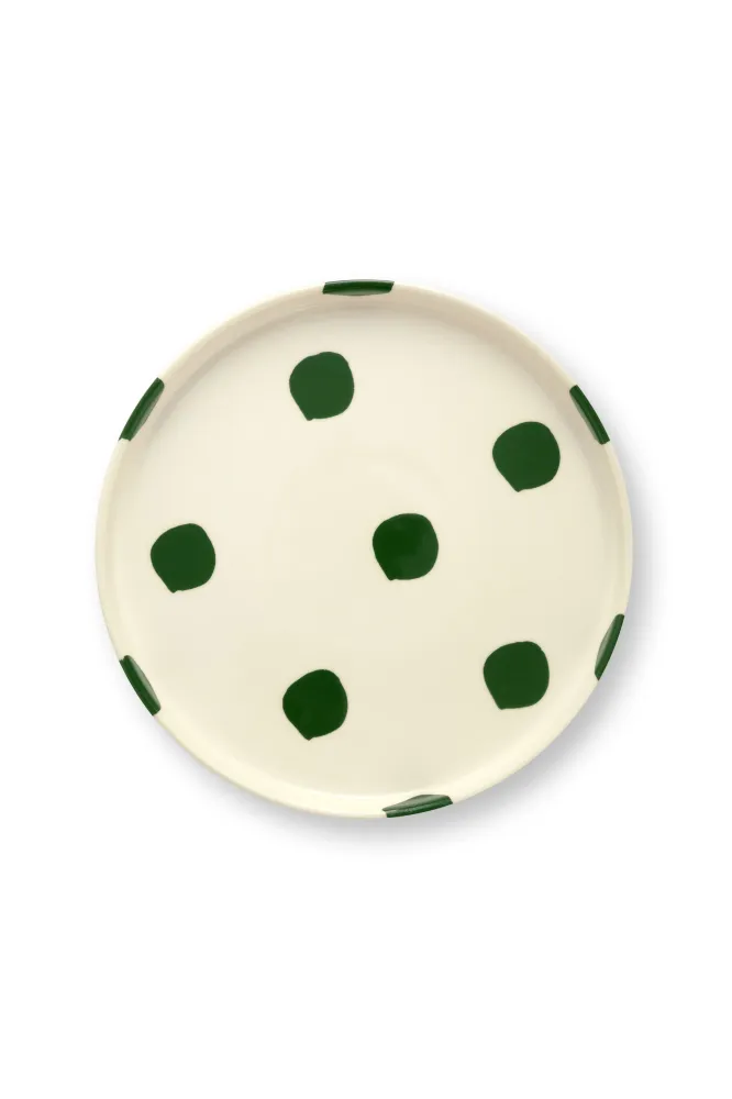 vtwonen - Lunchbord - Stippen - Groen - Set van 2 - Keramiek - 20cm