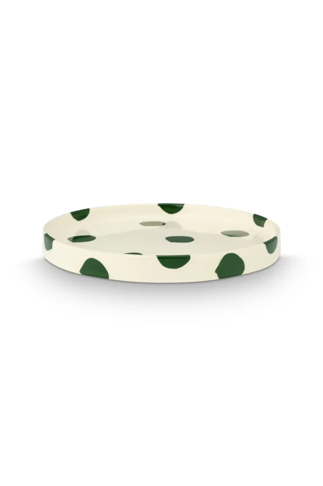 vtwonen - Lunchbord - Stippen - Groen - Set van 2 - Keramiek - 20cm