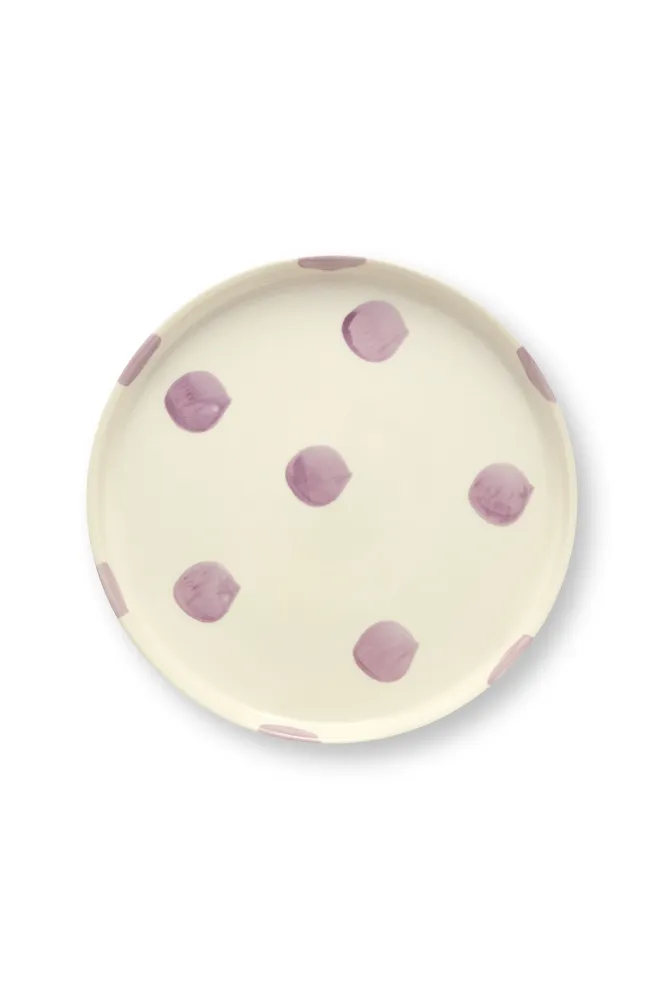 vtwonen - Lunchbord - Stippen - Lila - Set van 2 - Keramiek - 20cm