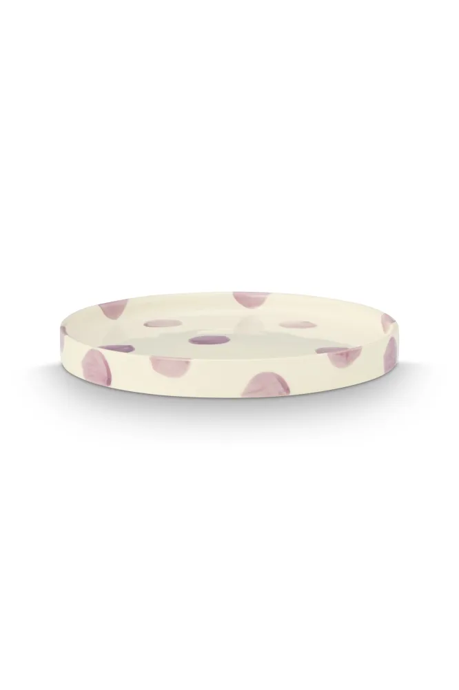 vtwonen - Lunchbord - Stippen - Lila - Set van 2 - Keramiek - 20cm