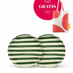 vtwonen - Lunchbord - Strepen - Groen - Set van 2 - Keramiek - 20cm