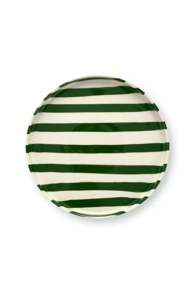 vtwonen - Lunchbord - Strepen - Groen - Set van 2 - Keramiek - 20cm