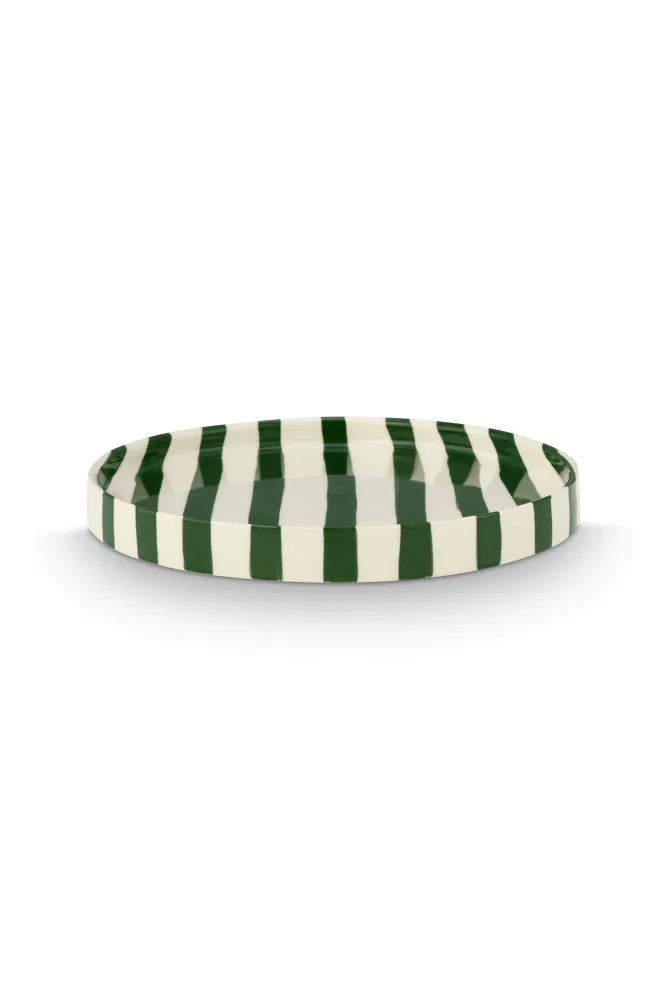 vtwonen - Lunchbord - Strepen - Groen - Set van 2 - Keramiek - 20cm