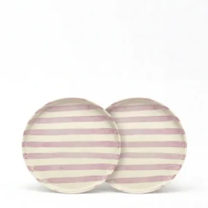 vtwonen - Lunchbord - Strepen - Lila - Set van 2 - Keramiek - 20cm