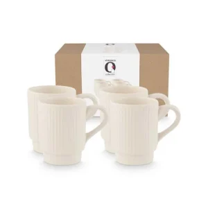 vtwonen Mokken - Keramiek - Gebroken wit - 300ml - Set van 4