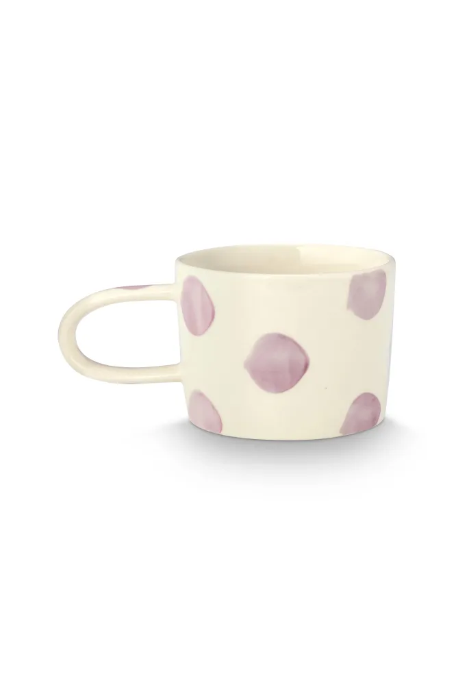 vtwonen - Mokken - Stippen - Lila - Keramiek - 350ml - Set van 4