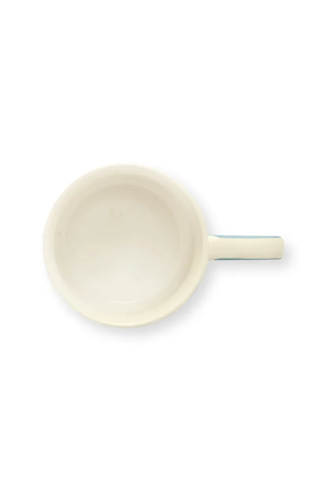 vtwonen - Mokken - Strepen - Blauw - Keramiek - 350ml - Set van 4