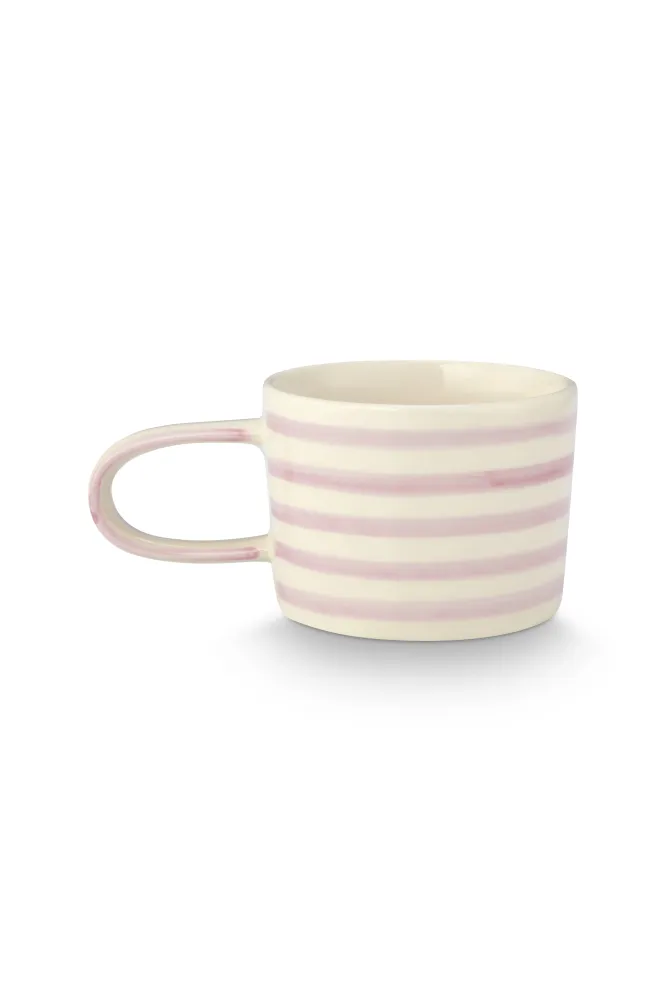 vtwonen - Mokken - Strepen - Lila - Keramiek - 350ml - Set van 4