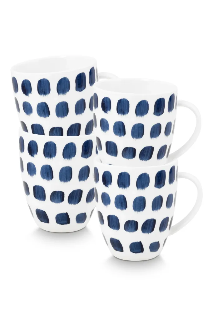 vtwonen - Painted Mok met oor - Serviesset van 4 - 275ml