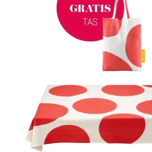 vtwonen - Tafelkleed - Stippen - Katoen - Rood - 150x250cm