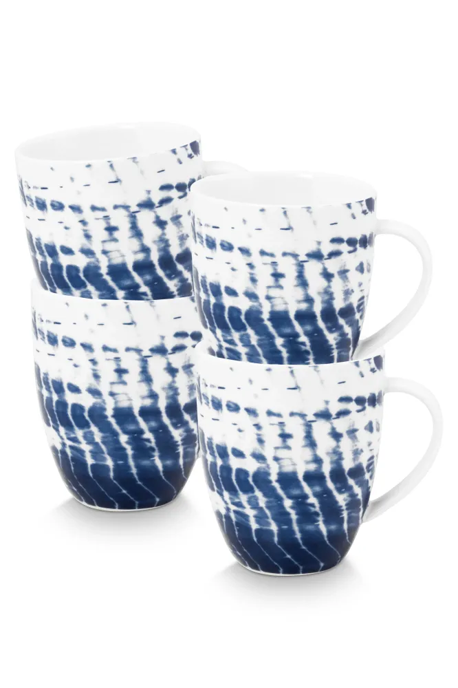 vtwonen - Tie-Dye Mok met oor - Serviesset van 4 - 275ml