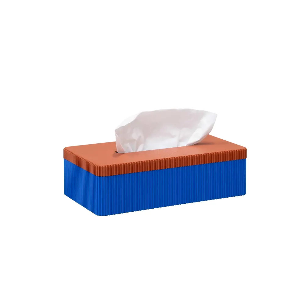Wavy Tissuebox Blauw/Terracotta Wavy Design Studio